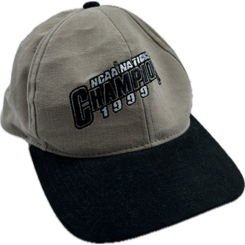 UCONN Huskies Hat  Adjustable Khaki 1999 NCAA National Champions cap Tampa Vtg